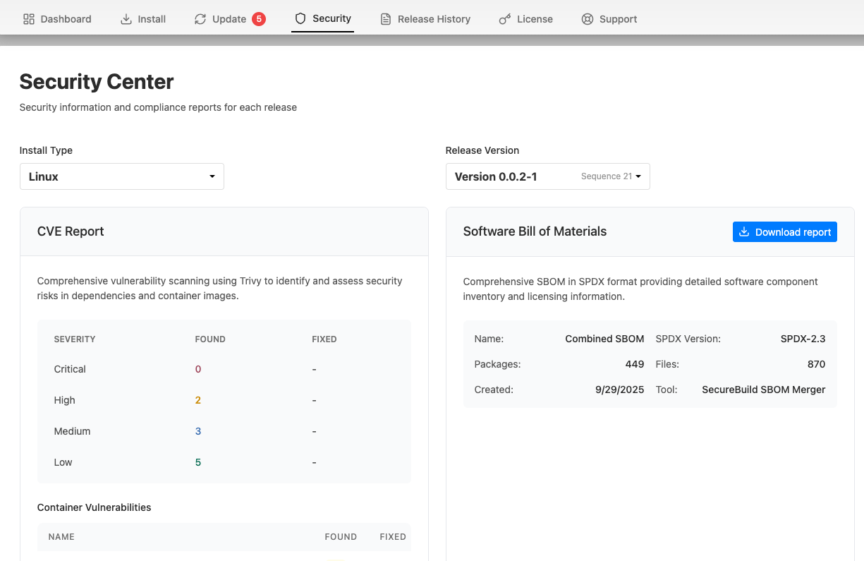 Enterprise Portal Security Center dashboard